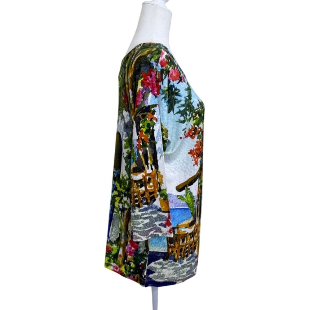 Simply Art Dolcezza Womens Szie S Top 3/4 Sleeve One-Shoulder Artistic Print - Picture 2 of 7